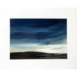 8x10 Original Oil Painting Landscape Dark Sky Modern Contemporary Sunrise Signed